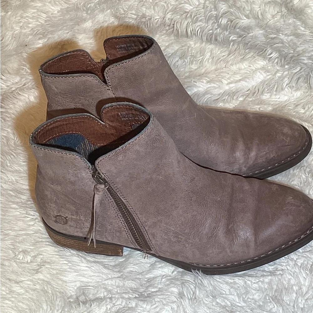 BORN Olio Grey Full Grain Boot Leather Grey Size 8.5